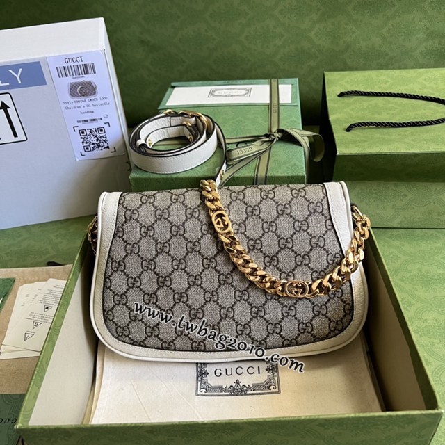 gucci專櫃2024新款鏈條肩背包 古馳Blondie互扣棕色腋下包 jcp1877